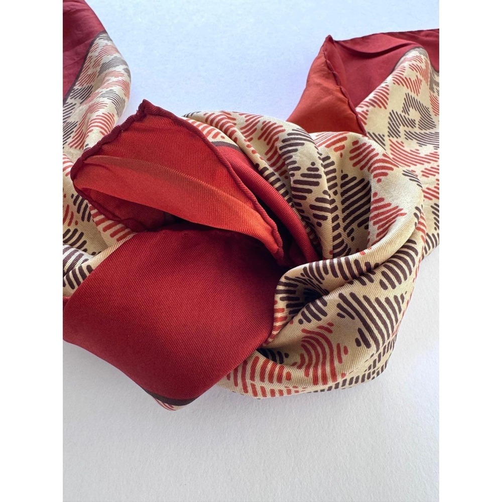 Vintage Daniel la Forêt Silky Geometric 25"x25" Preppy Scarf Dark‎ Academia